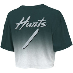 Jalen Hurts Philadelphia Eagles Majestic Threads Women's Dip-Dye Player Name & Number Crop Top - Green/White for sale