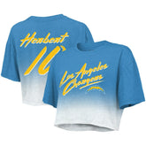 Justin Herbert Los Angeles Chargers Majestic Threads Women's Dip-Dye Player Name & Number Crop Top - Powder Blue/White cheap