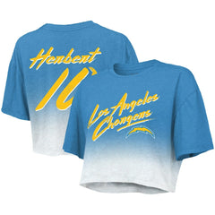 Justin Herbert Los Angeles Chargers Majestic Threads Women's Dip-Dye Player Name & Number Crop Top - Powder Blue/White cheap