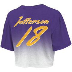 Justin Jefferson Minnesota Vikings Majestic Threads Women's Dip-Dye Player Name & Number Crop Top - Purple/White outlet