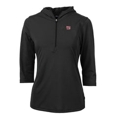 New York Giants Cutter & Buck Women's Virtue Eco Pique Half-Zip 3/4 Sleeve Pullover Hoodie - Black on sale