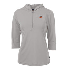 Cincinnati Bengals Cutter & Buck Women's Virtue Eco Pique Half-Zip 3/4 Sleeve Pullover Hoodie - Gray cheap
