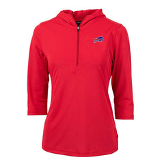 Buffalo Bills Cutter & Buck Women's Virtue Eco Pique Half-Zip 3/4 Sleeve Pullover Hoodie - Red for sale