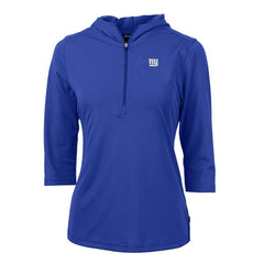 New York Giants Cutter & Buck Women's Virtue Eco Pique Half-Zip 3/4 Sleeve Pullover Hoodie - Royal on sale