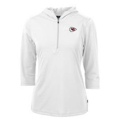 Kansas City Chiefs Cutter & Buck Women's Virtue Eco Pique Half-Zip 3/4 Sleeve Pullover Hoodie - White for sale