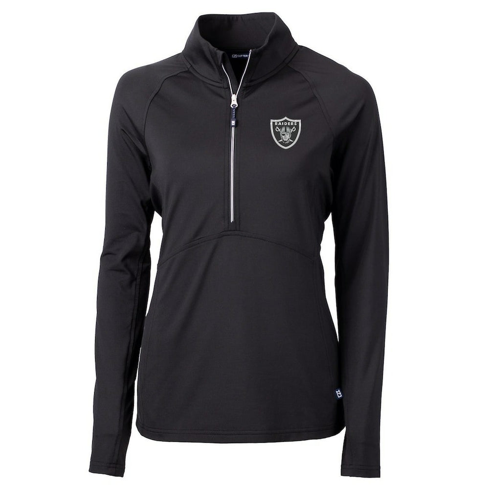 Las Vegas Raiders Cutter & Buck Women's Adapt Eco Knit Half-Zip Pullover Jacket - Black on sale