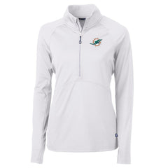 Miami Dolphins Cutter & Buck Women's Adapt Eco Knit Half-Zip Pullover Jacket - White cheap