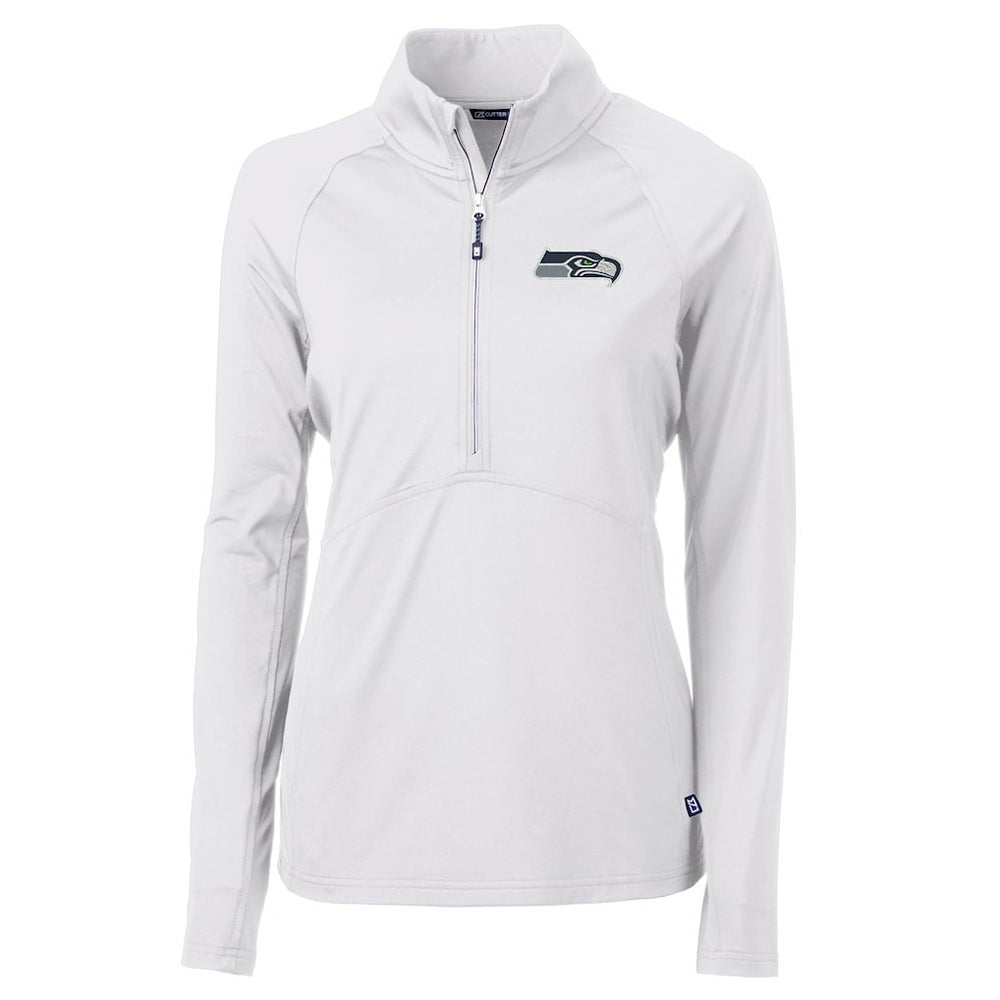 Seattle Seahawks Cutter & Buck Women's Adapt Eco Knit Half-Zip Pullover Jacket - White sale