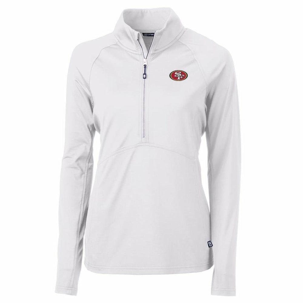 San Francisco 49ers Cutter & Buck Women's Adapt Eco Knit Half-Zip Pullover Jacket - White outlet