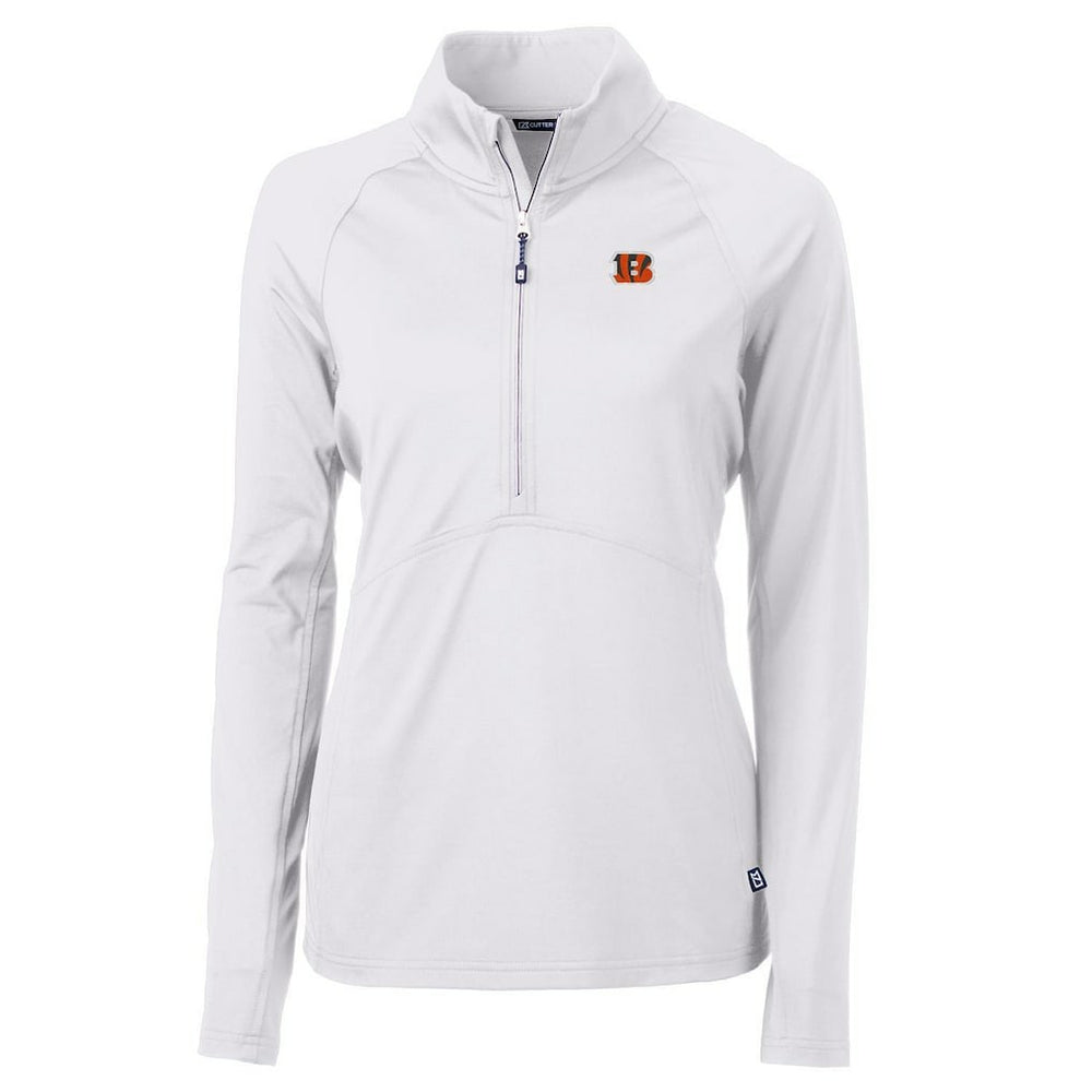 Cincinnati Bengals Cutter & Buck Women's Adapt Eco Knit Half-Zip Pullover Jacket - White outlet