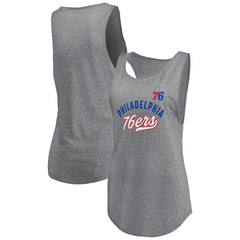 Philadelphia 76ers Women's Quality Time Open Scoop Neck Tri-Blend Tank Top - Heathered Gray cheap