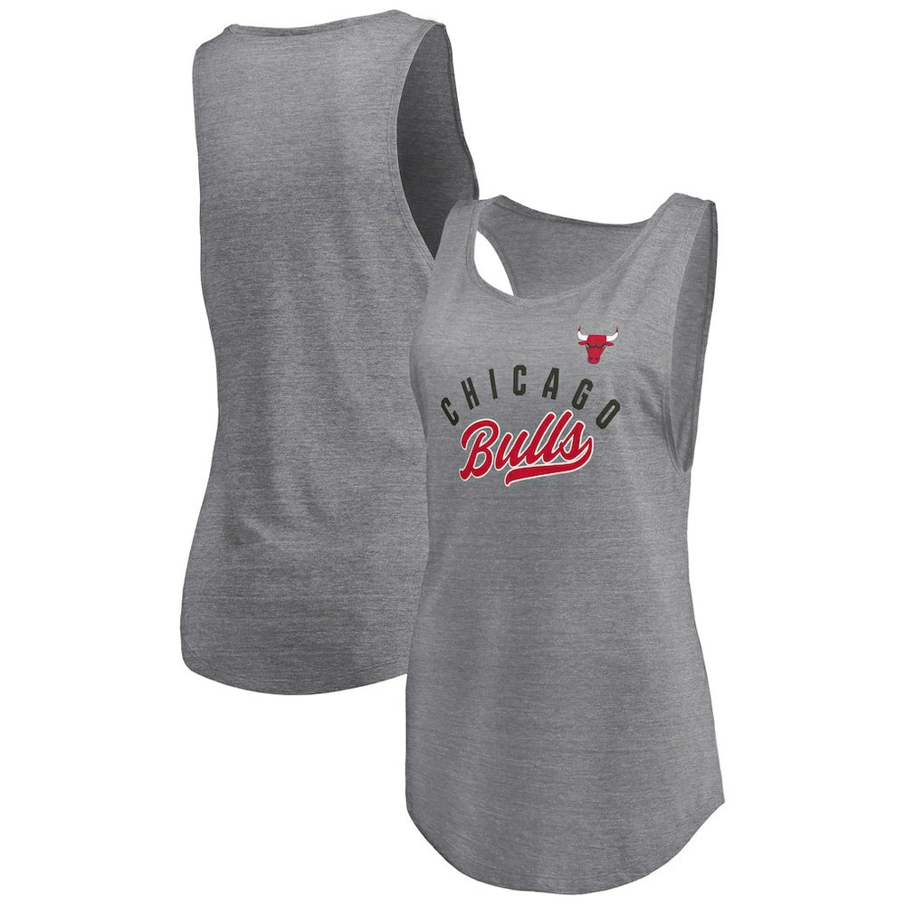 Chicago Bulls Women's Quality Time Open Scoop Neck Tri-Blend Tank Top sale - Heathered Gray outlet