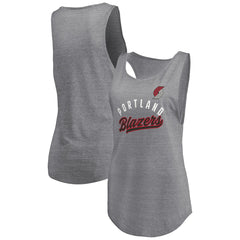 Portland Trail Blazers Women's Quality Time Open Scoop Neck Tri-Blend Tank Top - Heathered Gray for sale