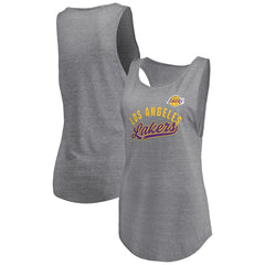Los Angeles Lakers Women's Quality Time Open Scoop Neck Tri-Blend Tank Top - Heathered Gray shop
