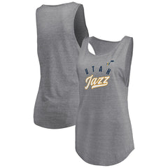 Utah Jazz Women's Quality Time Open Scoop Neck Tri-Blend Tank Top - Heathered Gray shop