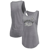 Brooklyn Nets Women's Quality Time Open Scoop Neck Tri-Blend Tank Top - Heathered Gray outlet