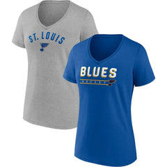 St. Louis Blues Fanatics Women's Parent 2-Pack V-Neck T-Shirt Set - Blue/Heathered Gray T-shirts