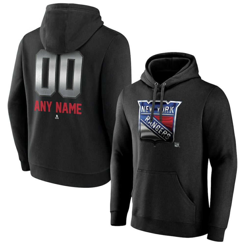 New York Rangers Personalized Midnight Mascot Logo Pullover Hoodie - Black Hoodies