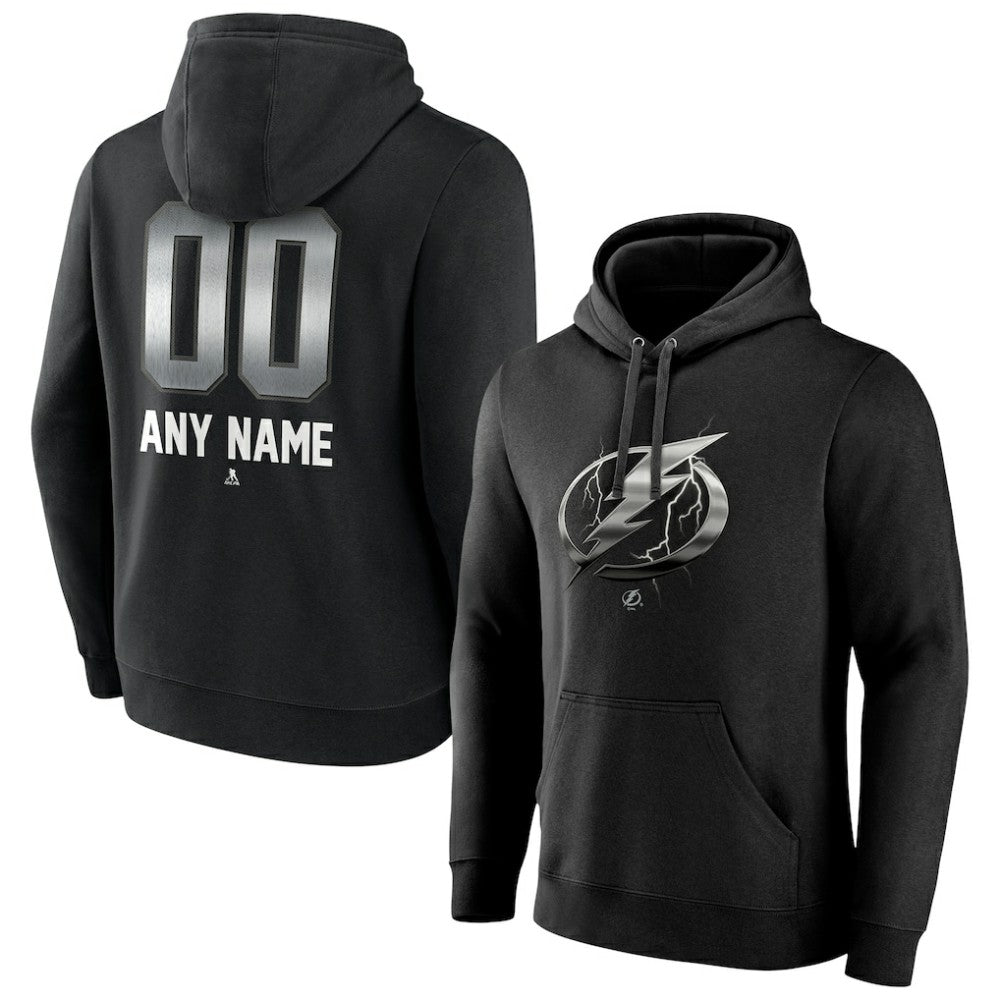 Tampa Bay Lightning Personalized Midnight Mascot Logo Pullover Hoodie - Black Hoodies