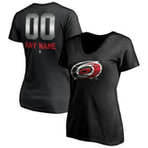 Carolina Hurricanes Women's Personalized Midnight Mascot Logo V-Neck T-Shirt - Black T-shirts