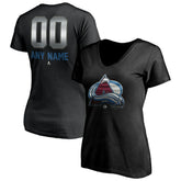 Colorado Avalanche Women's Personalized Midnight Mascot Logo V-Neck T-Shirt - Black T-shirts