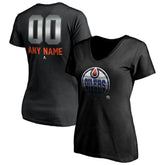 Edmonton Oilers Women's Personalized Midnight Mascot Logo V-Neck T-Shirt - Black T-shirts