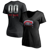 Montreal Canadiens Women's Personalized Midnight Mascot Logo V-Neck T-Shirt - Black T-shirts