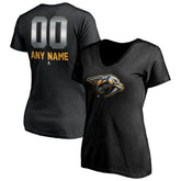 Nashville Predators Women's Personalized Midnight Mascot Logo V-Neck T-Shirt - Black T-shirts