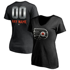 Philadelphia Flyers Women's Personalized Midnight Mascot Logo V-Neck T-Shirt - Black T-shirts
