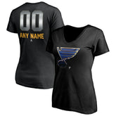 St. Louis Blues Women's Personalized Midnight Mascot Logo V-Neck T-Shirt - Black T-shirts