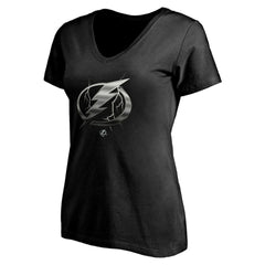 Tampa Bay Lightning Women's Personalized Midnight Mascot Logo V-Neck T-Shirt - Black T-shirts