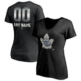 Toronto Maple Leafs Women's Personalized Midnight Mascot Logo V-Neck T-Shirt - Black T-shirts