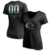 Vancouver Canucks Women's Personalized Midnight Mascot Logo V-Neck T-Shirt - Black T-shirts