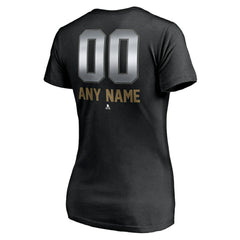 Vegas Golden Knights Women's Personalized Midnight Mascot Logo V-Neck T-Shirt - Black T-shirts