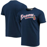 Atlanta Braves Homage Hand-Drawn Logo Tri-Blend T-Shirt Navy