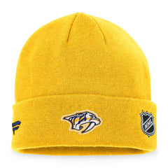 Nashville Predators Fanatics Authentic Pro Rink Cuffed Knit Hat - Gold Hats