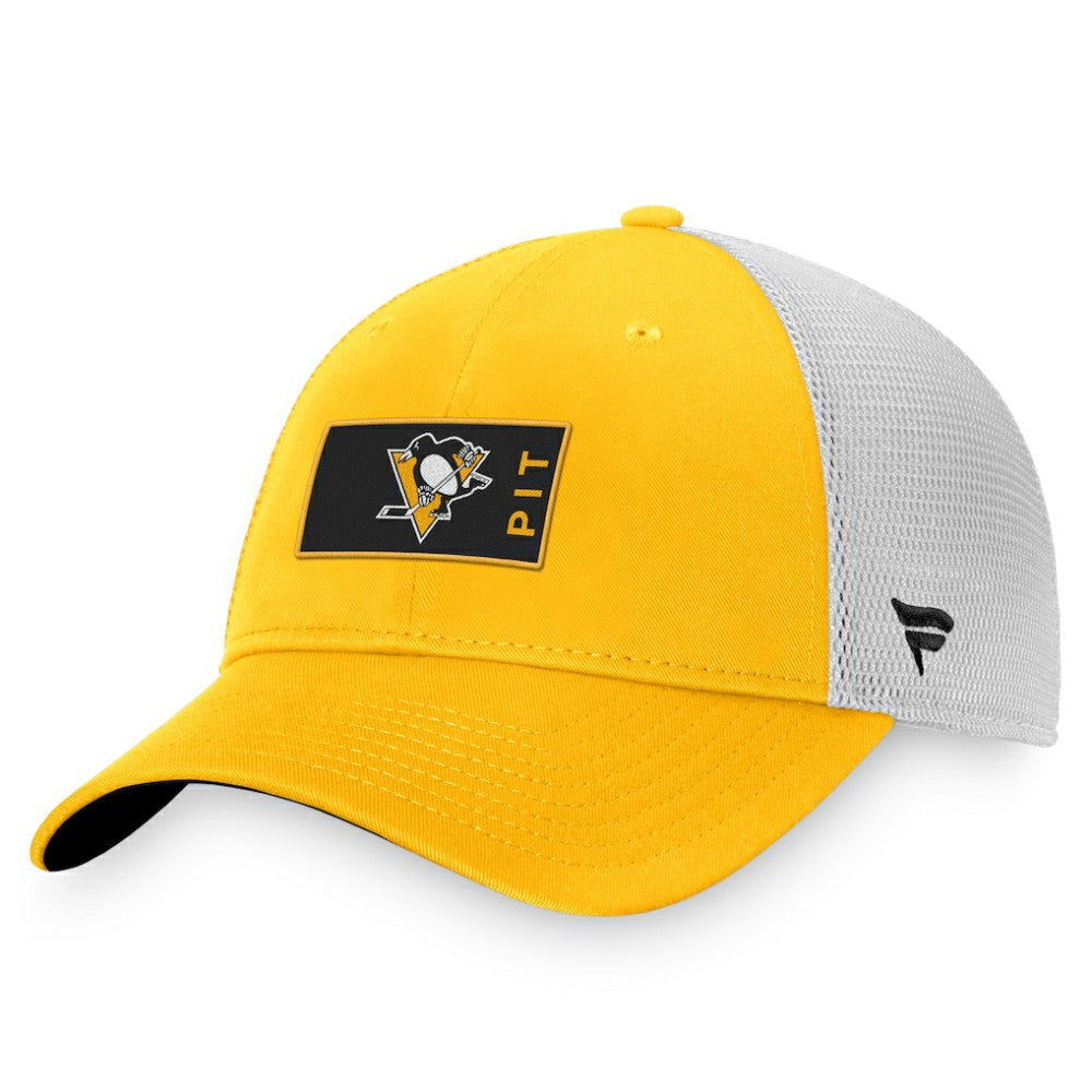 Pittsburgh Penguins Fanatics Authentic Pro Rink Trucker Snapback Hat - Gold/White Hats