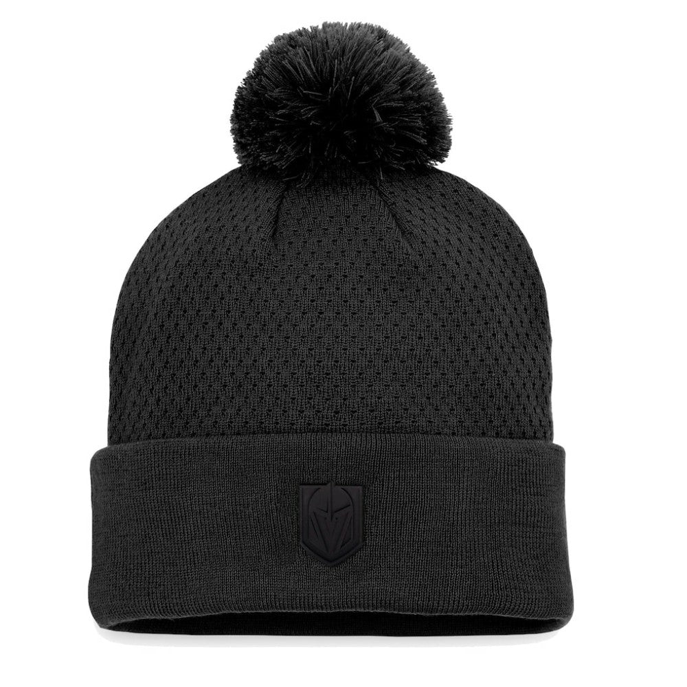 Vegas Golden Knights Fanatics Women's Authentic Pro Road Cuffed Knit Hat with Pom - Black Hats