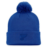 St. Louis Blues Fanatics Women's Authentic Pro Road Cuffed Knit Hat with Pom - Blue Hats