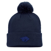 Nashville Predators Fanatics Women's Authentic Pro Road Cuffed Knit Hat with Pom - Navy Hats