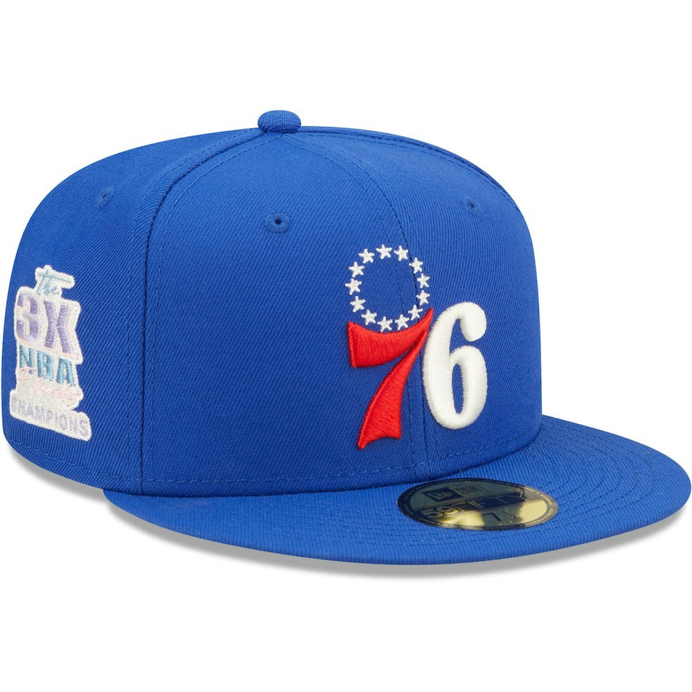 Philadelphia 76ers 3x NBA Finals Champions Pop Sweat 59FIFTY Fitted Hat - Royal outlet