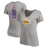 LeBron James Los Angeles Lakers Women's #6 Playmaker Name & Number V-Neck T-Shirt - Heathered Gray for sale