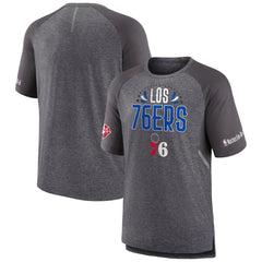 Philadelphia 76ers 2022 Noches Ene-Be-A Core Shooting Raglan T-Shirt - Heathered Gray discount