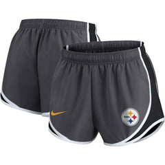 Pittsburgh Steelers Women's Plus Size Logo Performance Tempo Shorts - Charcoal on sale