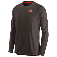 Cleveland Browns Sideline Coach Chevron Lock Up Long Sleeve V-Neck Performance T-Shirt - Brown for sale