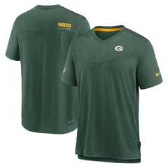 Green Bay Packers Sideline Coach Chevron Lock Up Logo V-Neck Performance T-Shirt - Heather Kelly Green on sale