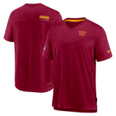 Washington Commanders Sideline Coach Chevron Lock Up Logo V-Neck Performance T-Shirt - Burgundy cheap