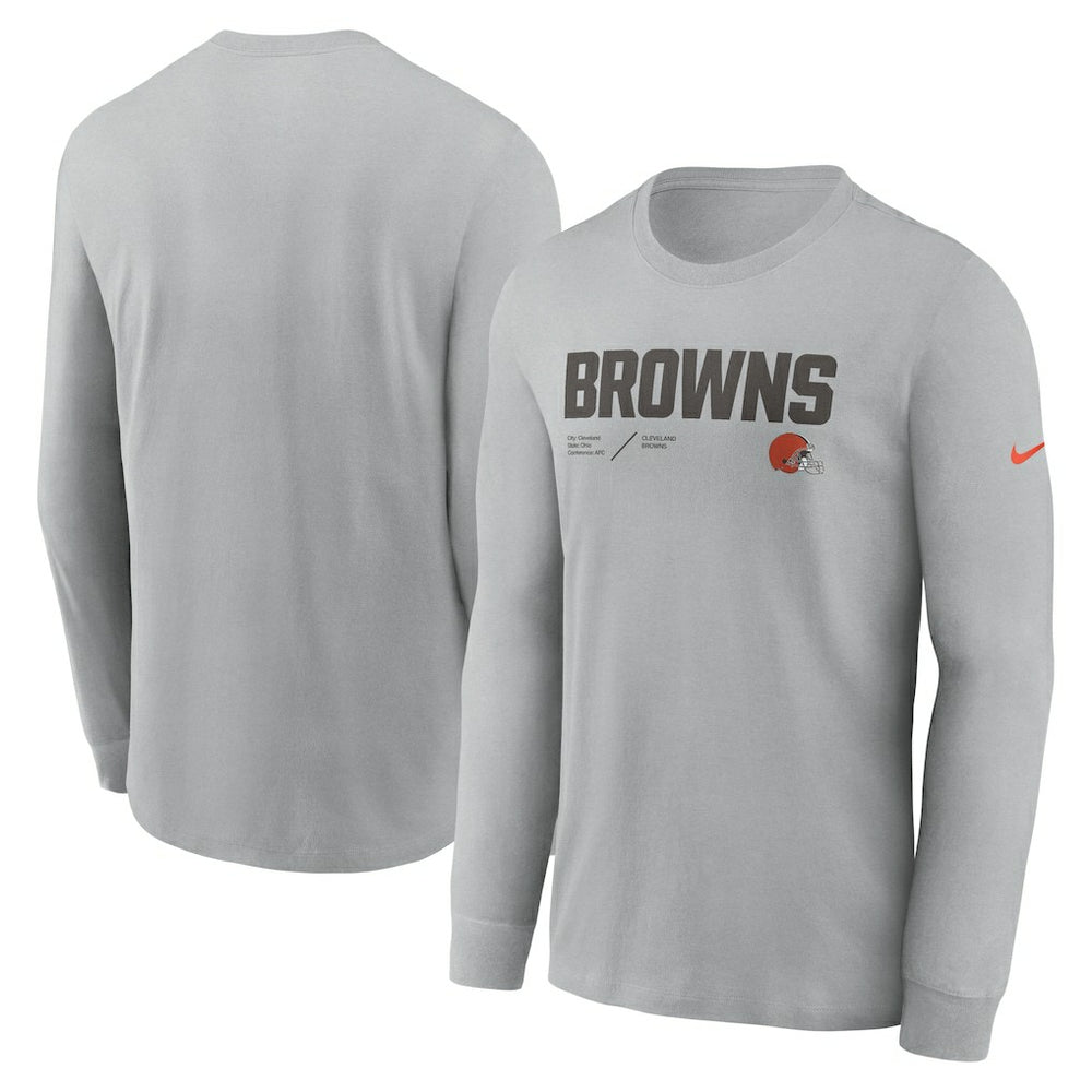 Cleveland Browns Sideline Infograph Lock Up Performance Long Sleeve T-Shirt - Silver for sale