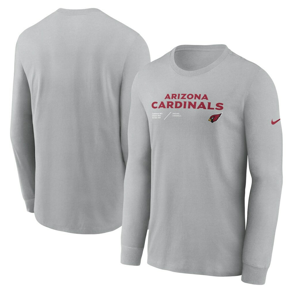 Arizona Cardinals Sideline Infograph Lock Up Performance Long Sleeve T-Shirt - Gray outlet