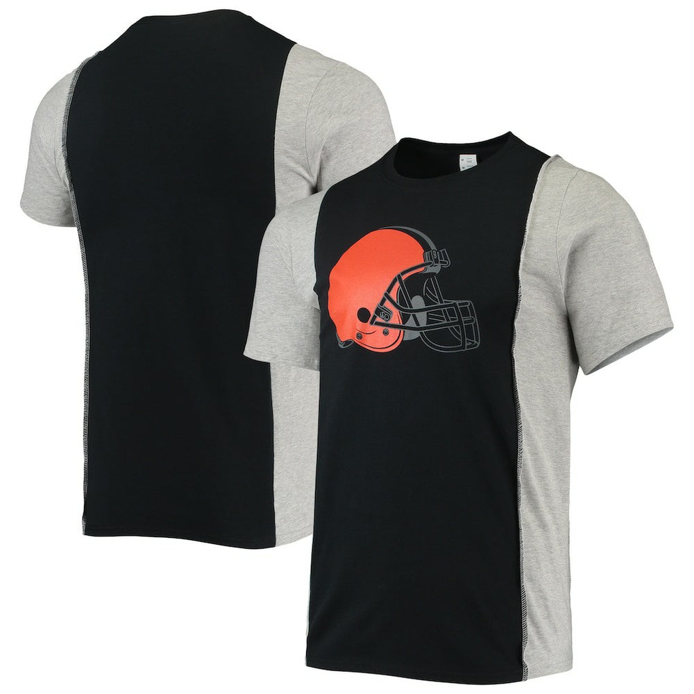 Cleveland Browns Refried Apparel Sustainable Split T-Shirt - Black/Heathered Gray cheap